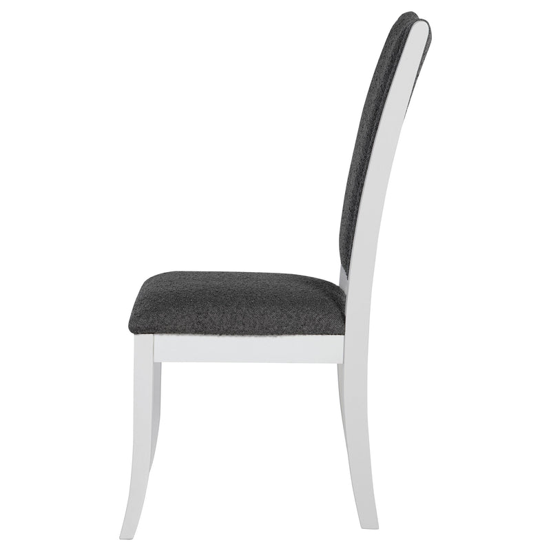 Silla lateral de comedor tapizada Judd, blanco perla (juego de 2)