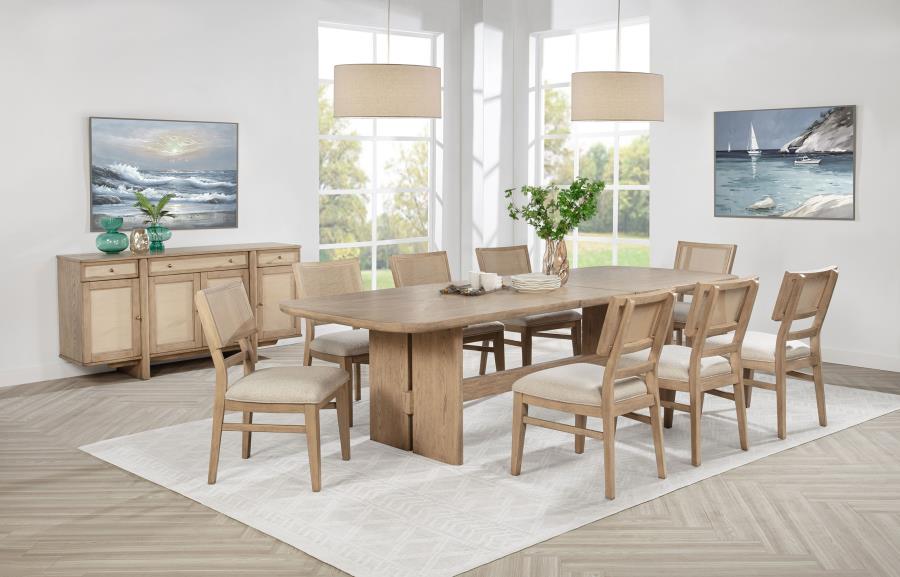 Kailani Rectangular Wood Dining Table Set Beige Oak