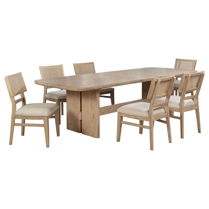 Kailani Rectangular Wood Dining Table Set Beige Oak