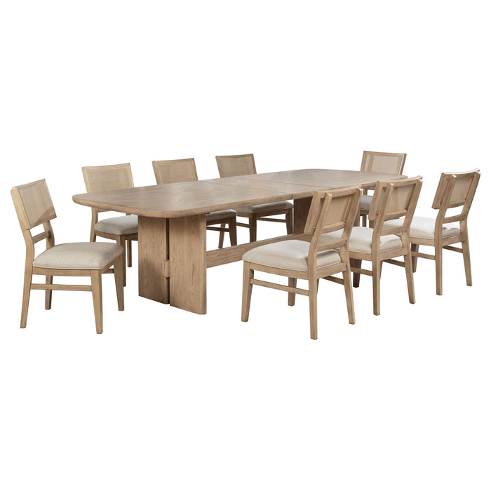 Kailani Rectangular Wood Dining Table Set Beige Oak