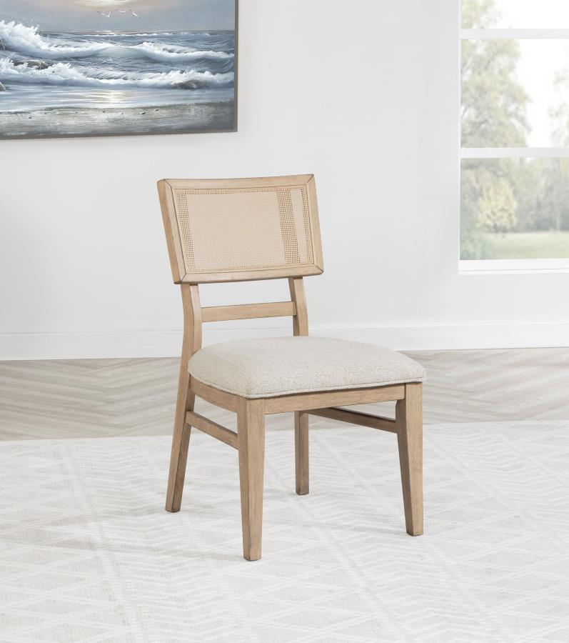 Sillas laterales de comedor de ratán Kailani, roble beige (juego de 2)