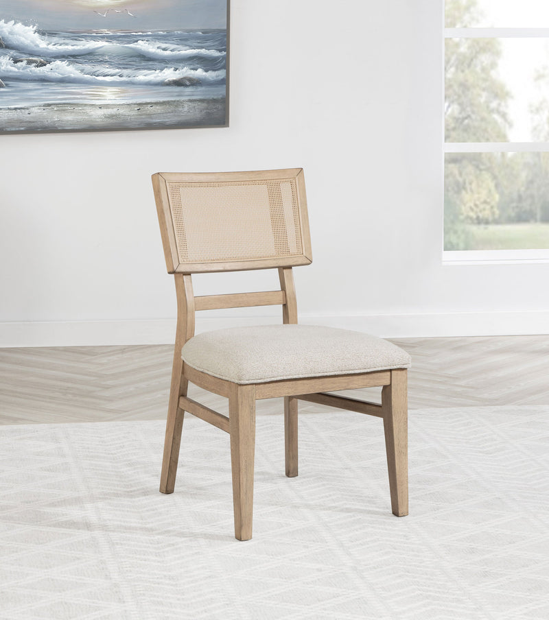 Sillas laterales de comedor de ratán Kailani, roble beige (juego de 2)