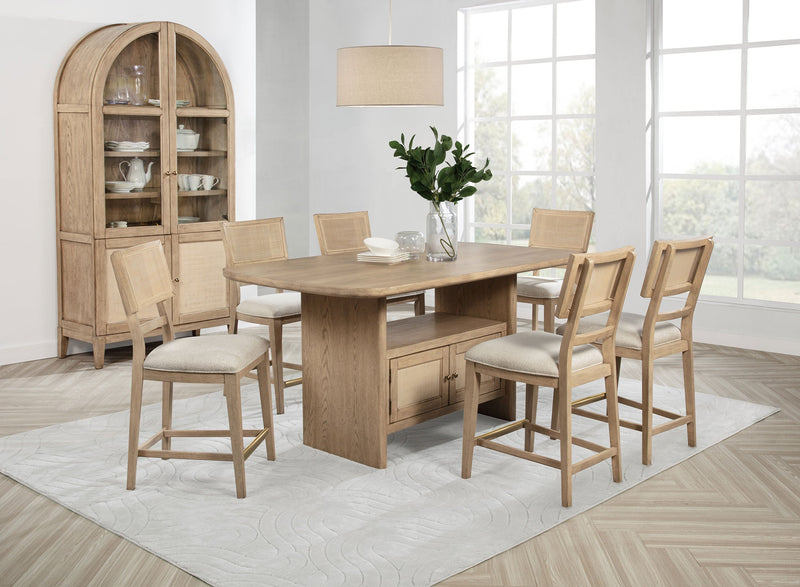 Juego de comedor Kailani de altura de mostrador con encimera de madera roble beige