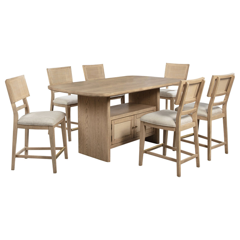 Juego de comedor Kailani de altura de mostrador con encimera de madera roble beige