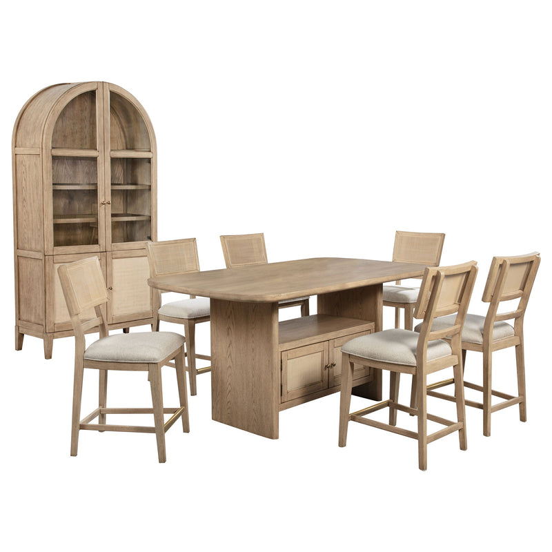 Juego de comedor Kailani de altura de mostrador con encimera de madera roble beige