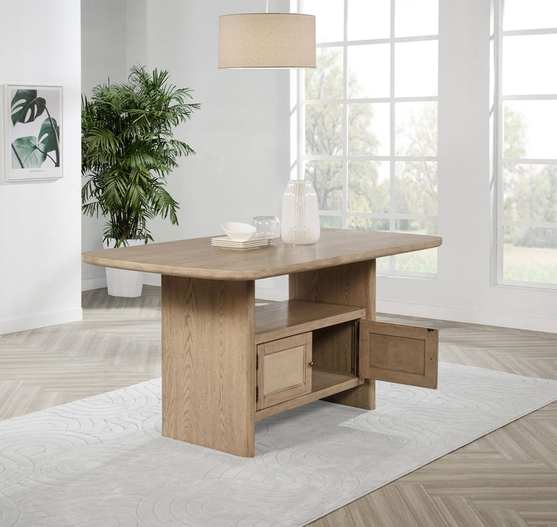 Mesa de comedor Kailani Cane de altura mostrador con almacenamiento, roble beige