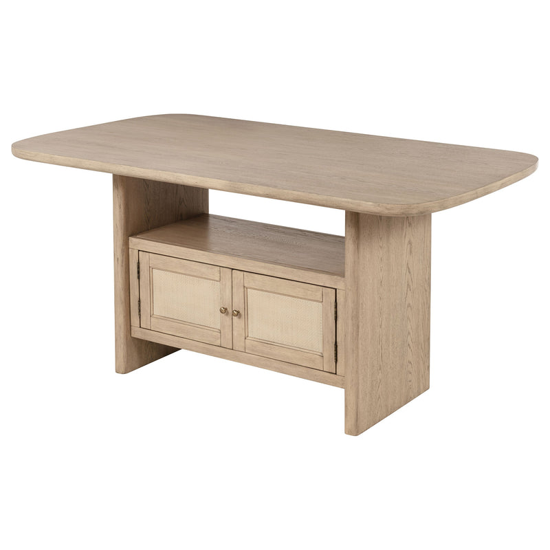 Mesa de comedor Kailani Cane de altura mostrador con almacenamiento, roble beige
