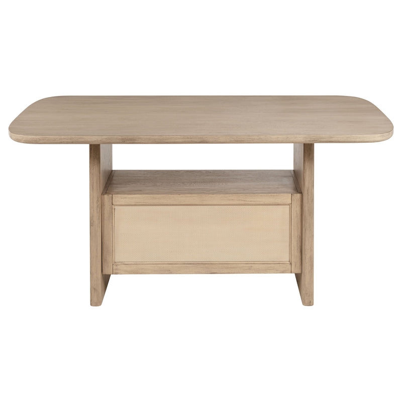 Mesa de comedor Kailani Cane de altura mostrador con almacenamiento, roble beige