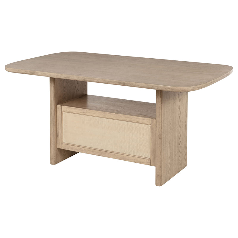 Mesa de comedor Kailani Cane de altura mostrador con almacenamiento, roble beige