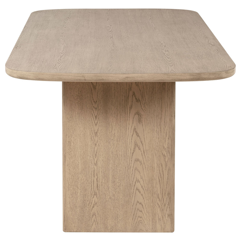 Mesa de comedor Kailani Cane de altura mostrador con almacenamiento, roble beige