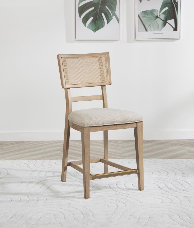 Silla de mostrador Kailani Rattan Cane, roble beige (juego de 2)
