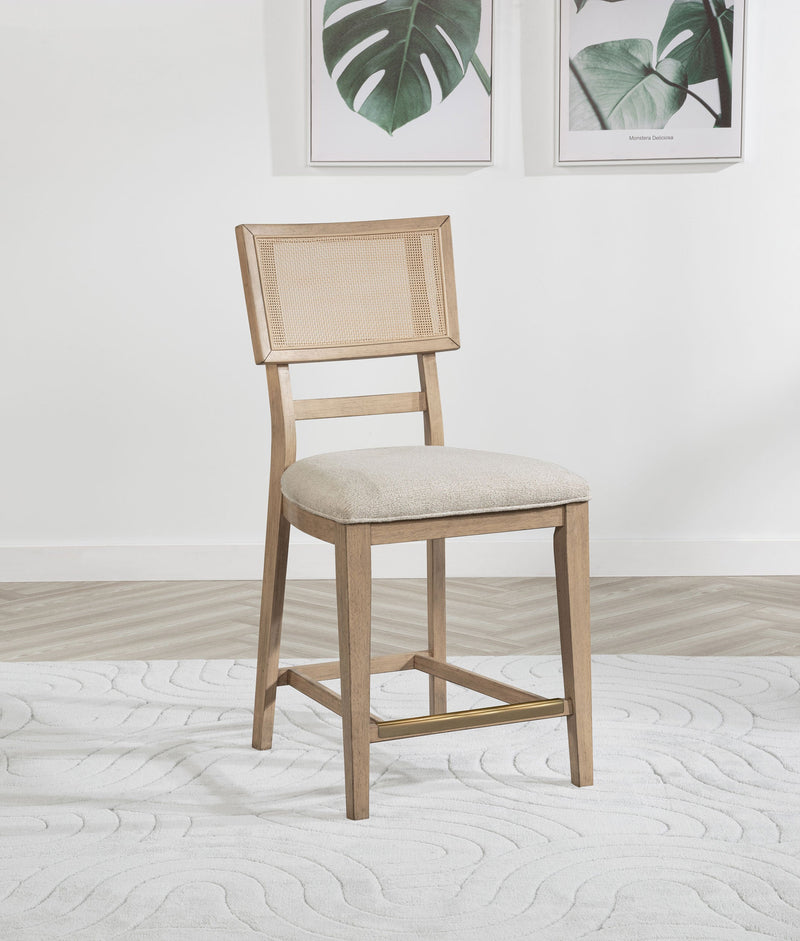 Silla de mostrador Kailani Rattan Cane, roble beige (juego de 2)