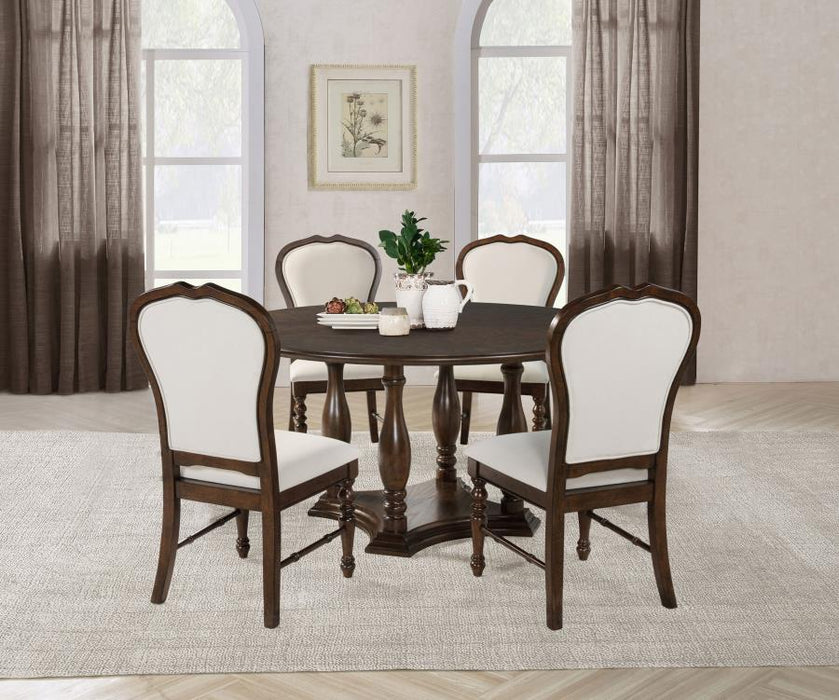 Landon 60-inch Round Dining Table Set Rich Brown