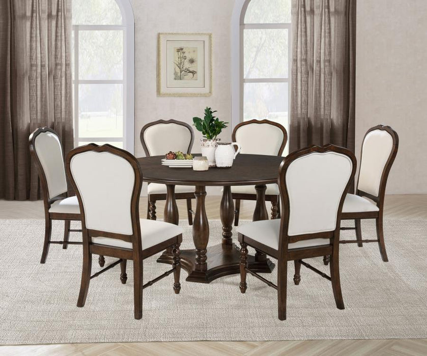 Landon 60-inch Round Dining Table Set Rich Brown