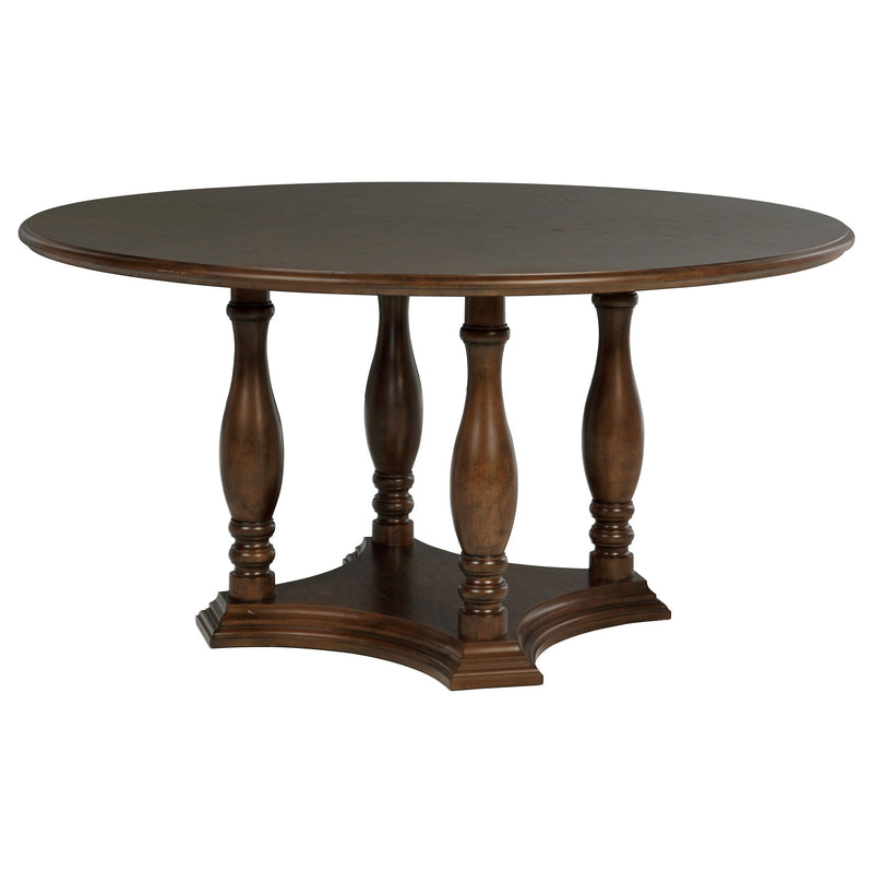 Mesa de comedor redonda con pedestal Landon de 60 pulgadas, color marrón intenso