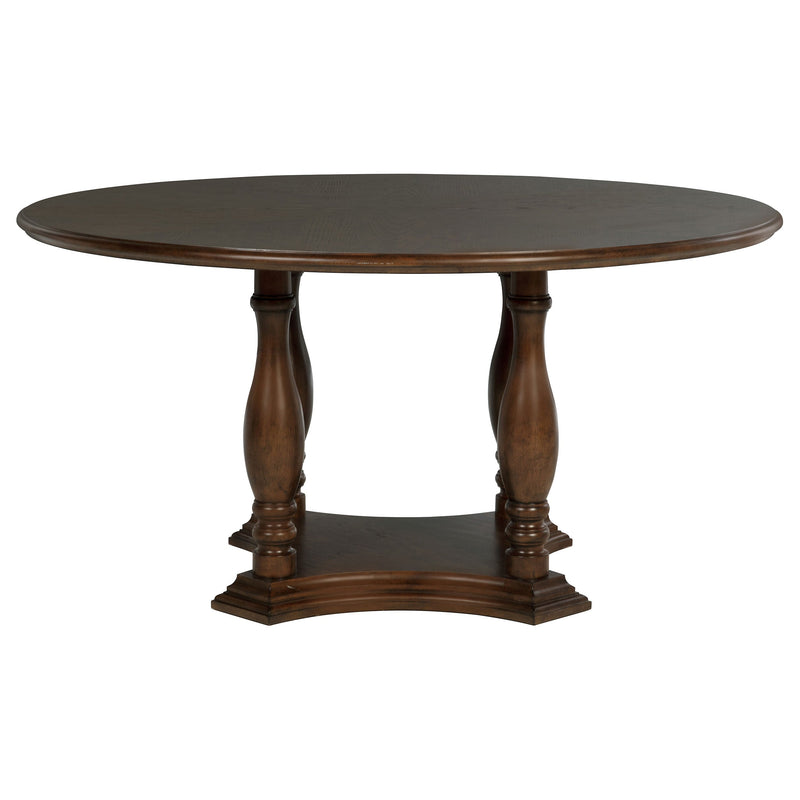 Mesa de comedor redonda con pedestal Landon de 60 pulgadas, color marrón intenso