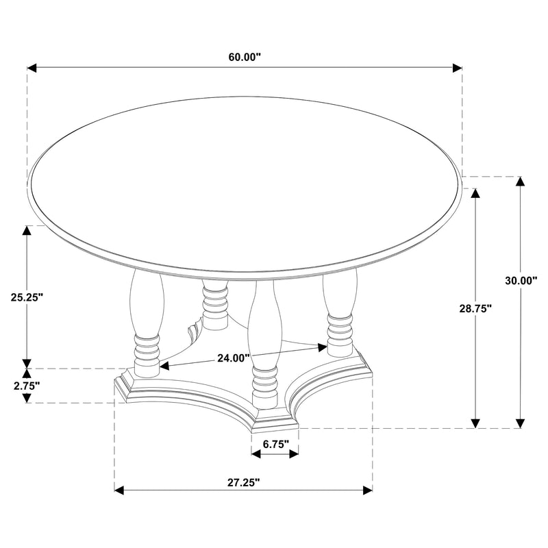 Mesa de comedor redonda con pedestal Landon de 60 pulgadas, color marrón intenso