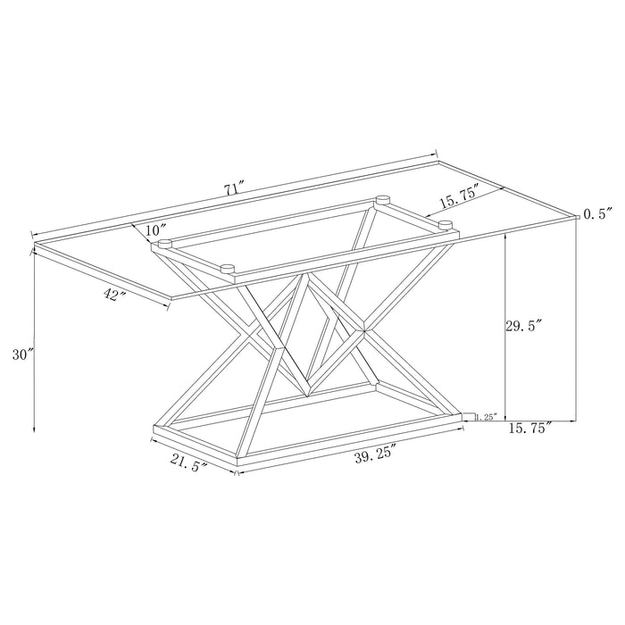 Beaufort Rectangle Glass Top Dining Table Chrome