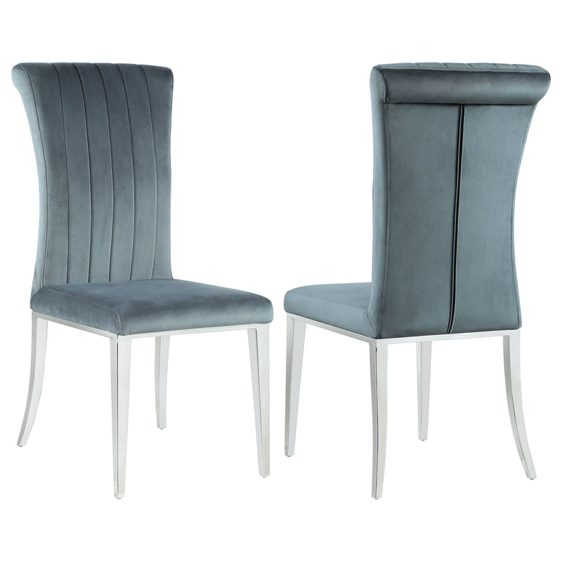 Silla de comedor lateral tapizada Beaufort gris acero (juego de 2)