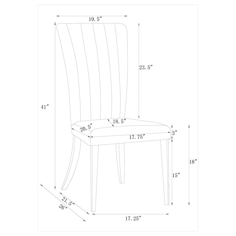 Silla de comedor lateral tapizada Beaufort gris acero (juego de 2)