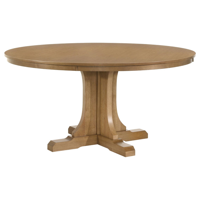 Hartville Round Dining Table Set Natural Light Brown