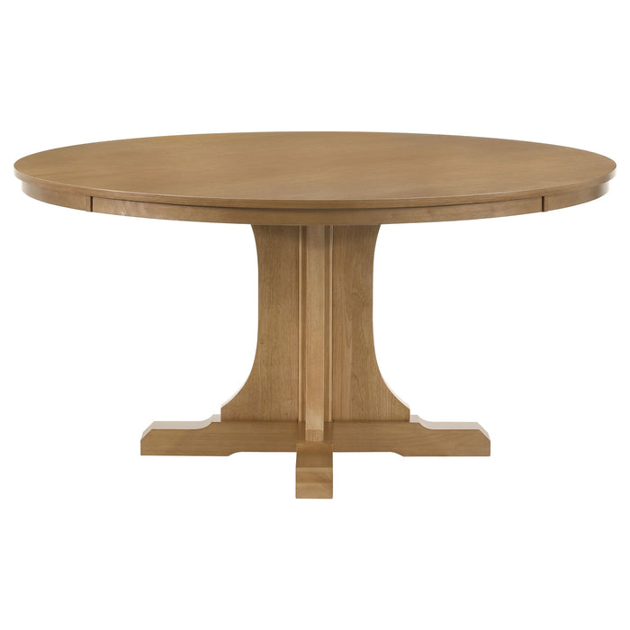 Hartville Round Dining Table Set Natural Light Brown