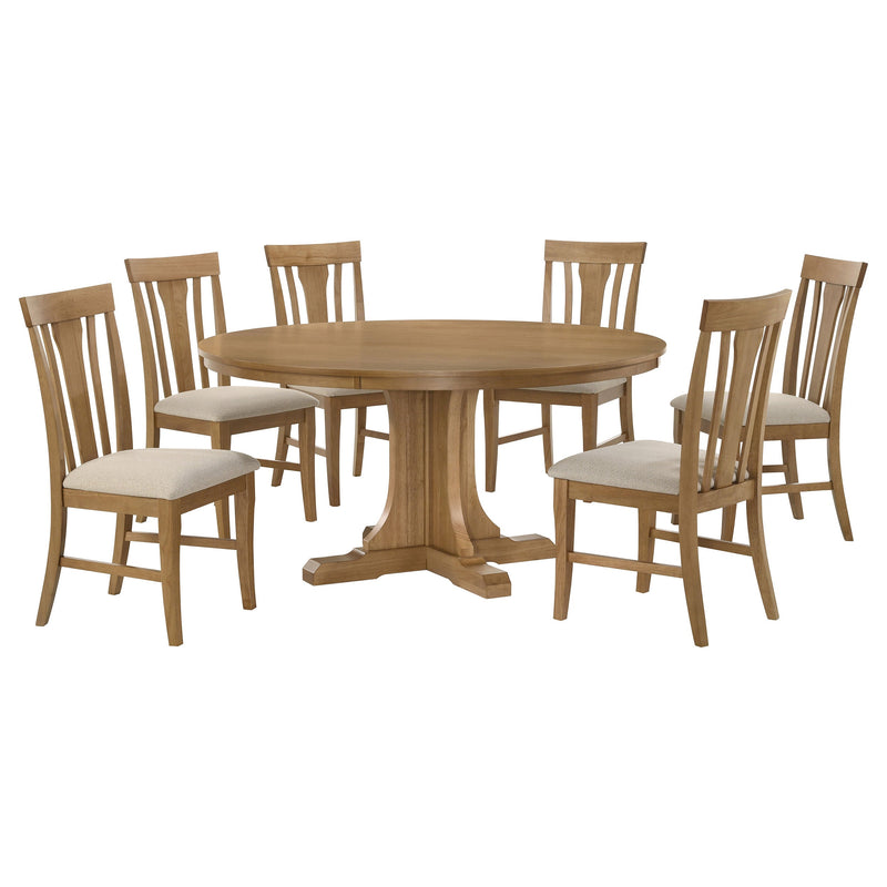 Juego de mesa de comedor redonda Hartville, marrón claro natural