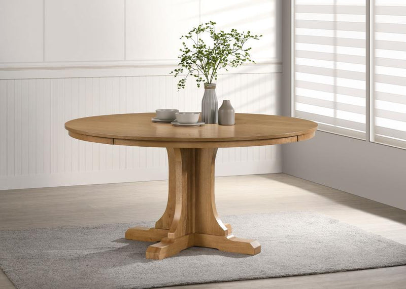 Mesa de comedor redonda Hartville de 60 pulgadas color marrón claro natural