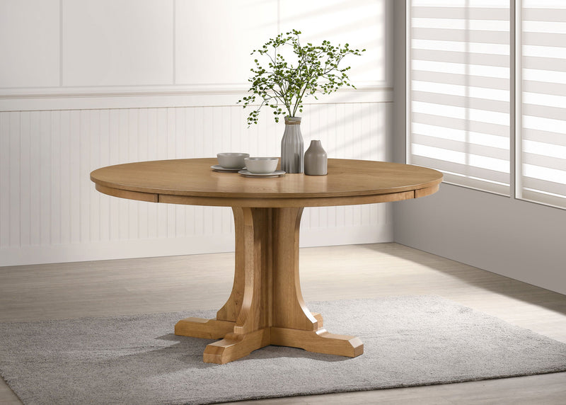 Mesa de comedor redonda Hartville de 60 pulgadas color marrón claro natural