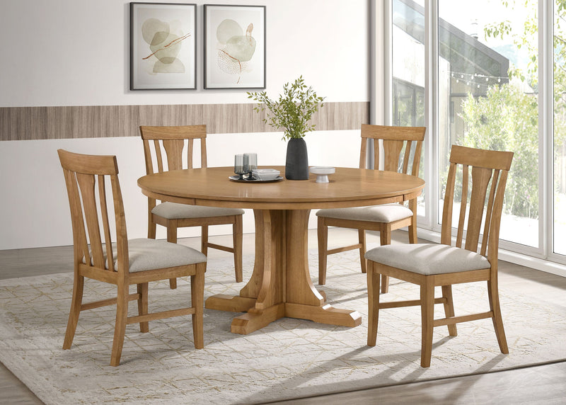 Mesa de comedor redonda Hartville de 60 pulgadas color marrón claro natural