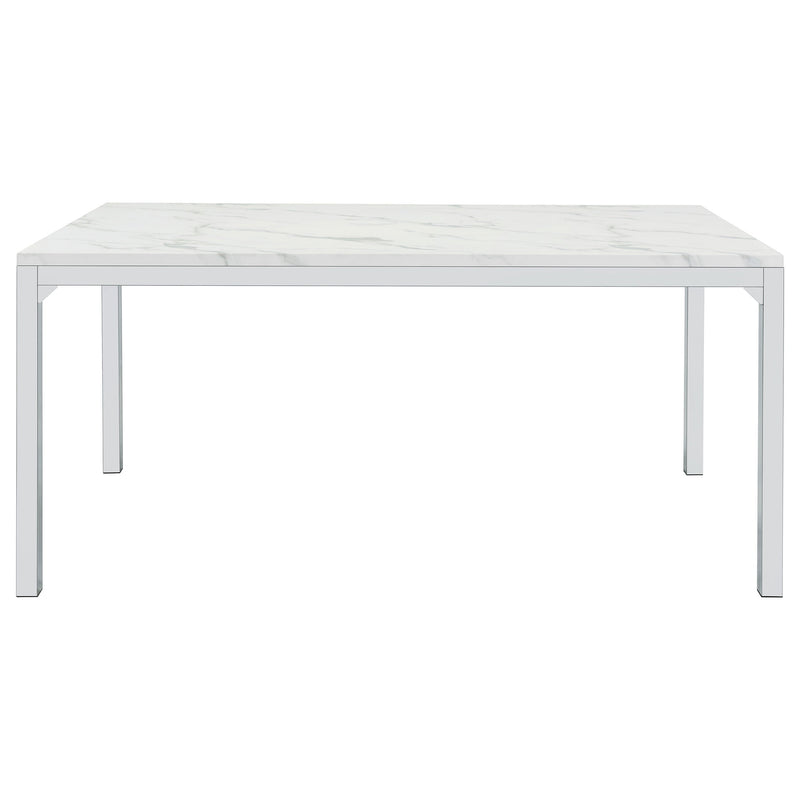 Mesa de comedor rectangular de mármol sintético Athena de 64 pulgadas, cromada