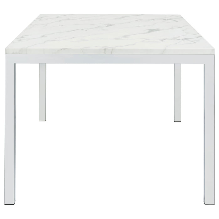 Athena Rectangle Dining Table with Marble Top Chrome