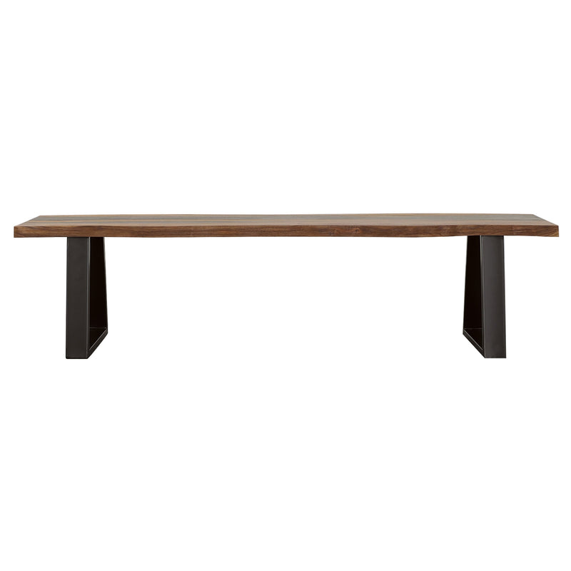 Banco de comedor Ditman de madera con borde natural, Sheesham gris