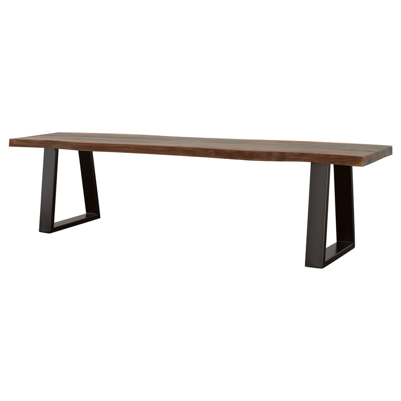 Banco de comedor Ditman de madera con borde natural, Sheesham gris