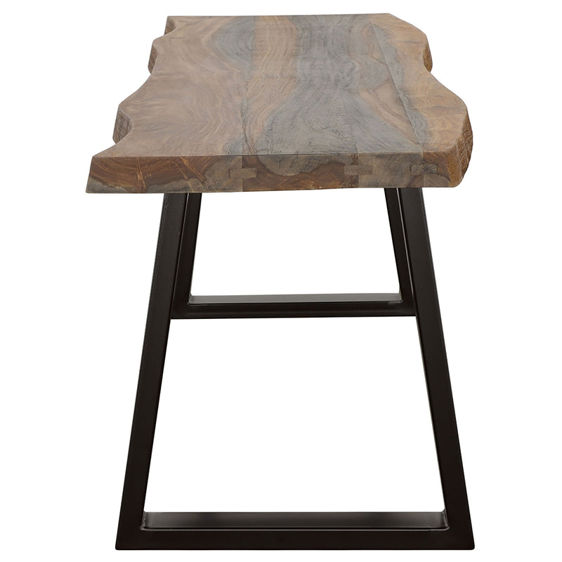 Banco de comedor Ditman de madera con borde natural, Sheesham gris