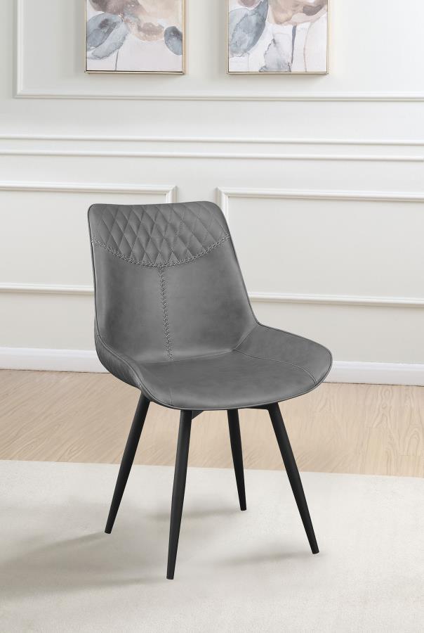 Silla auxiliar de comedor tapizada giratoria Brassie, gris (juego de 2)