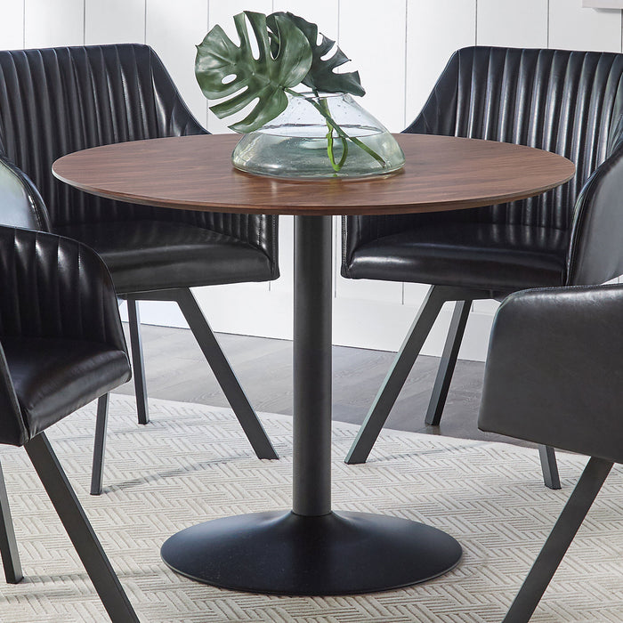 Lana Round Dining Table Walnut and Black