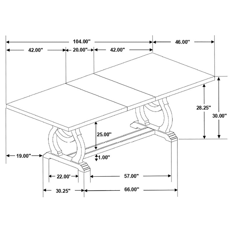 Mesa de comedor Brockway de 104 pulgadas con extensión