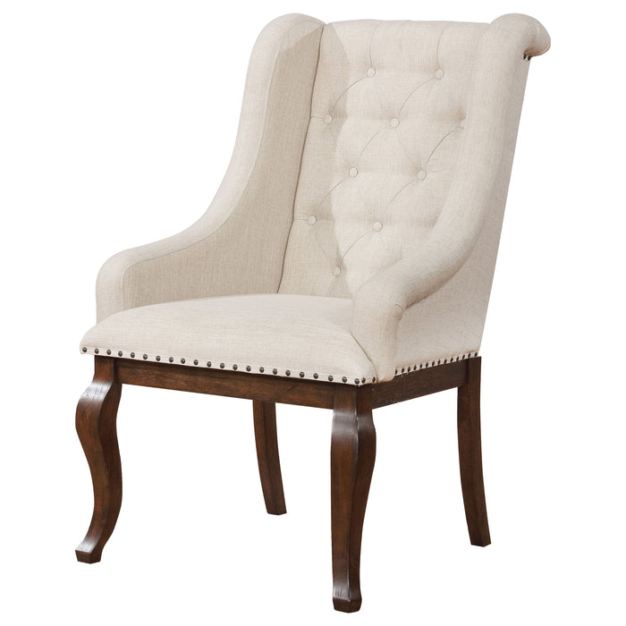 Brockway Tufted Arm Chairs Cream and Antique Java (Set of 2)