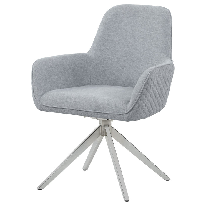 Abby Flare Arm Side Chair Light Grey and Chrome