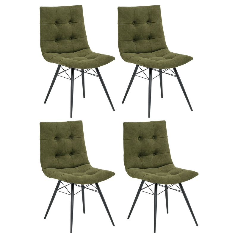 Silla de comedor lateral tapizada Aiken de tela verde bosque (Juego de 4)