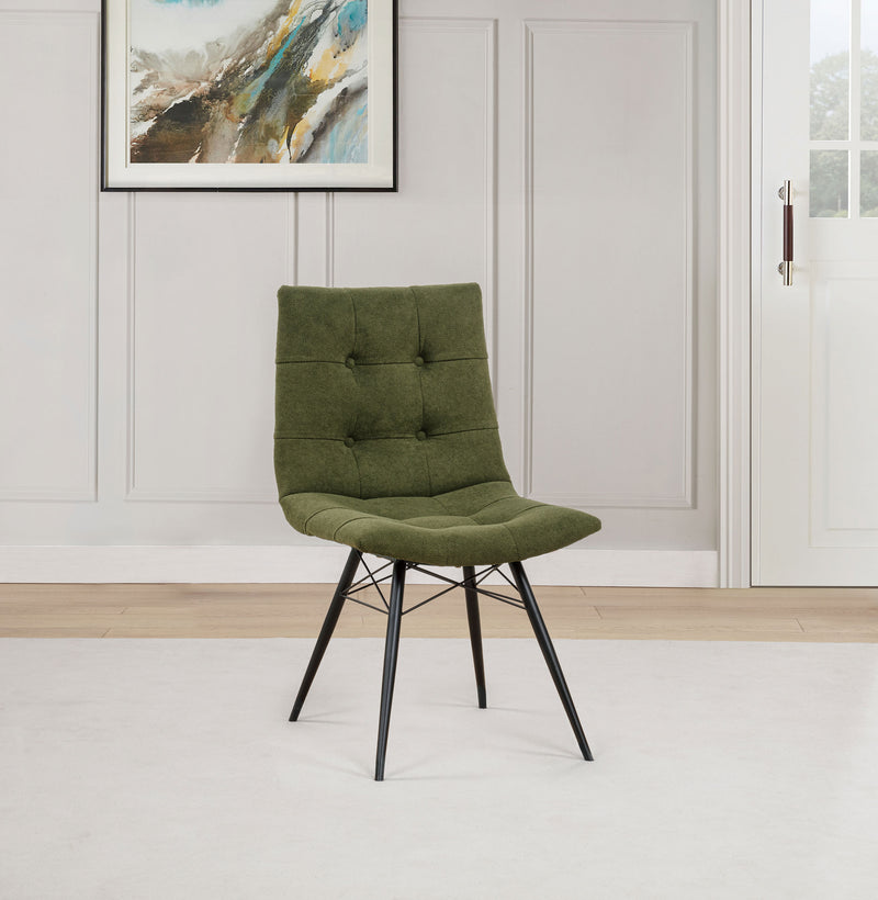 Silla de comedor lateral tapizada Aiken de tela verde bosque (Juego de 4)