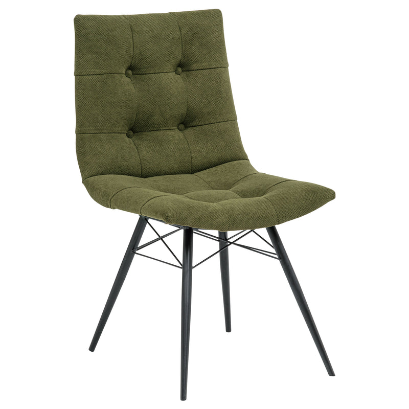 Silla de comedor lateral tapizada Aiken de tela verde bosque (Juego de 4)