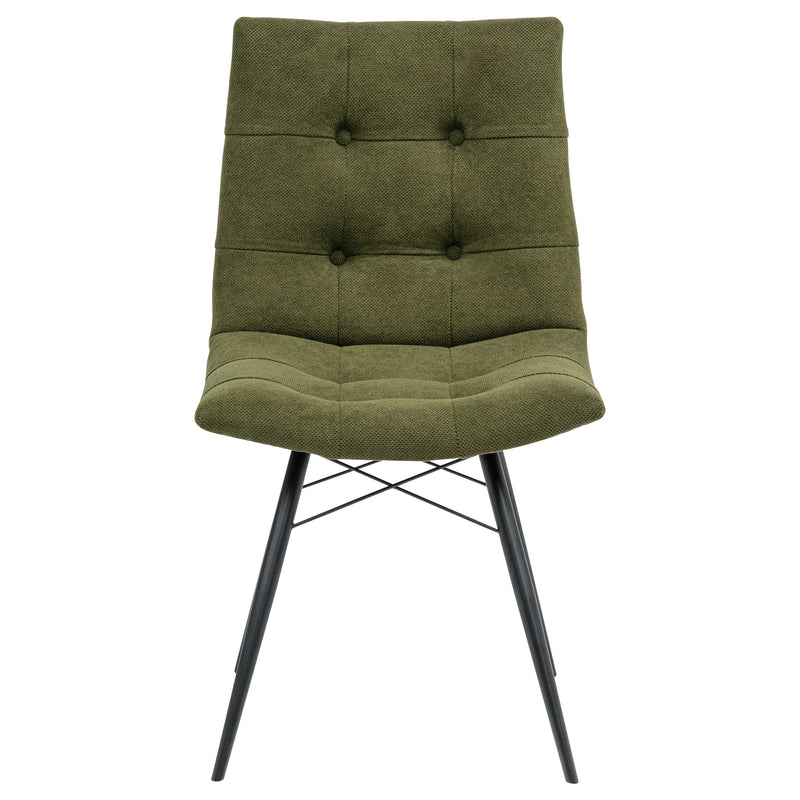 Silla de comedor lateral tapizada Aiken de tela verde bosque (Juego de 4)
