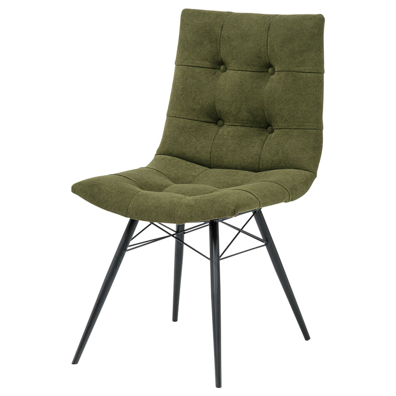 Silla de comedor lateral tapizada Aiken de tela verde bosque (Juego de 4)