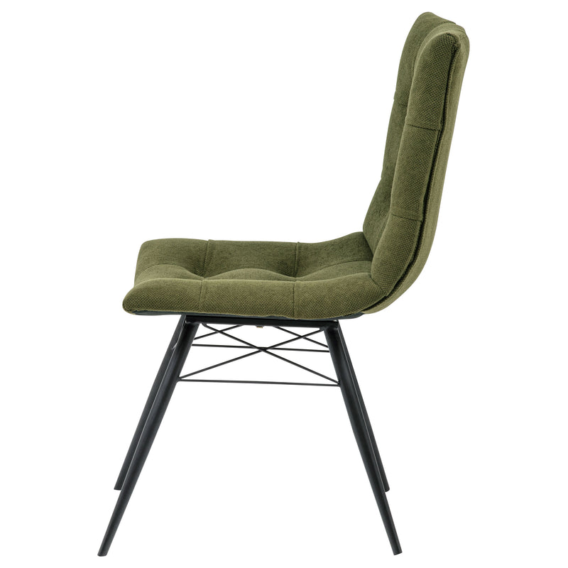 Silla de comedor lateral tapizada Aiken de tela verde bosque (Juego de 4)