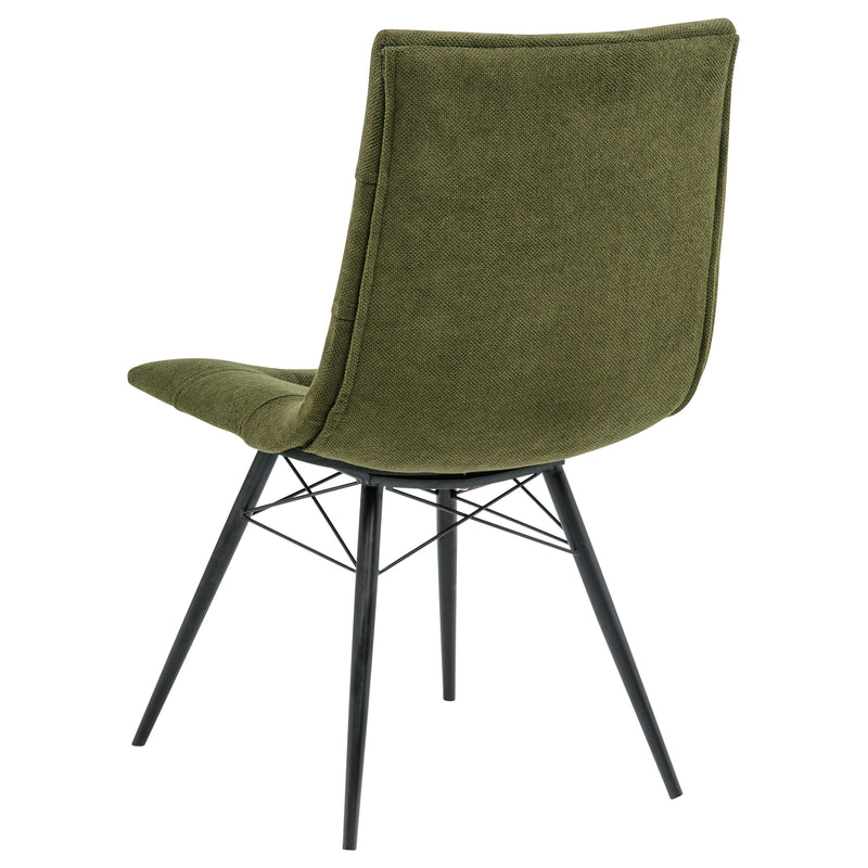 Silla de comedor lateral tapizada Aiken de tela verde bosque (Juego de 4)