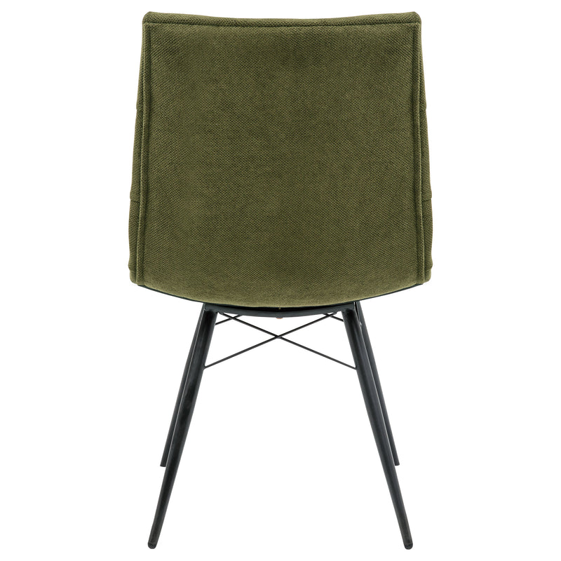 Silla de comedor lateral tapizada Aiken de tela verde bosque (Juego de 4)