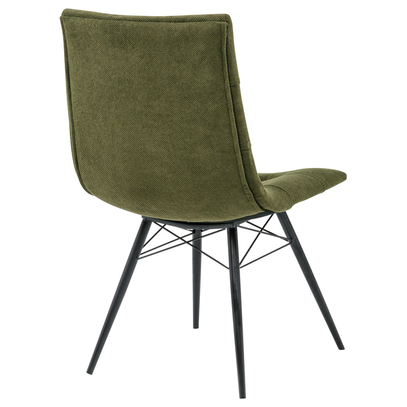 Silla de comedor lateral tapizada Aiken de tela verde bosque (Juego de 4)