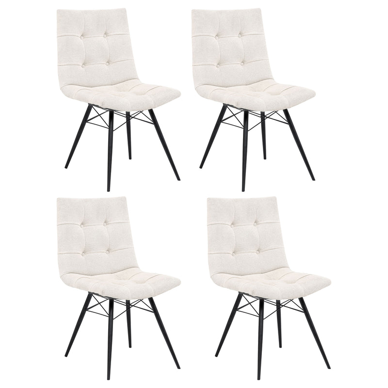 Silla de comedor lateral tapizada Aiken Saddle Stone Blanca (Juego de 4)